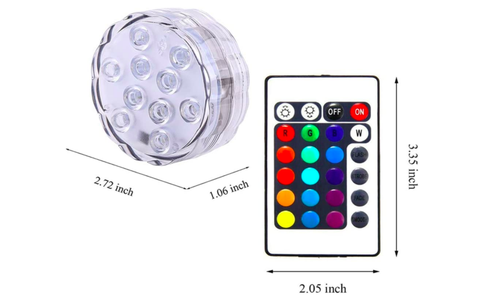 Luces LED RGB sumergibles - Control Remoto a Prueba de Agua Que Cambia de Color Luz a Prueba de Agua con 10LED