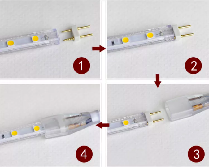 Kit conexión tira led 220V 6A SMD5050. Enchufe y capuchón