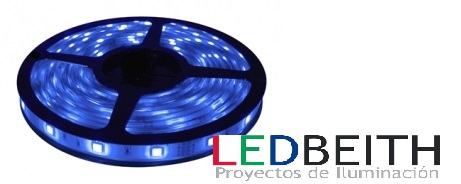 Tira LED SMD5050, DC12V, 5m (60 Led/m) - IP33 - Azul