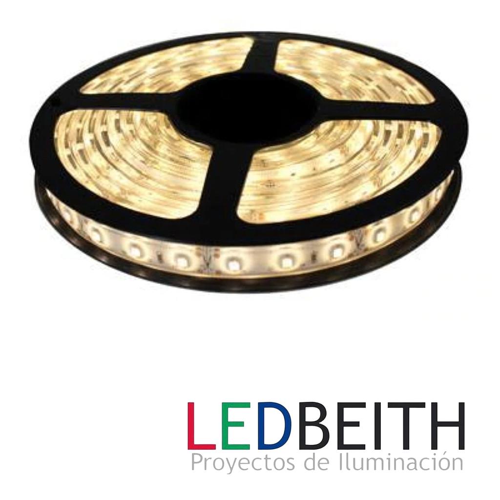 Tira LED SMD5050, DC12V, 5m (60 Led/m) - IP33, Blanco cálido